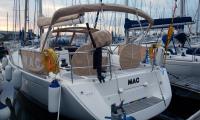 Custom covers keep everything clean on this Dufour!
